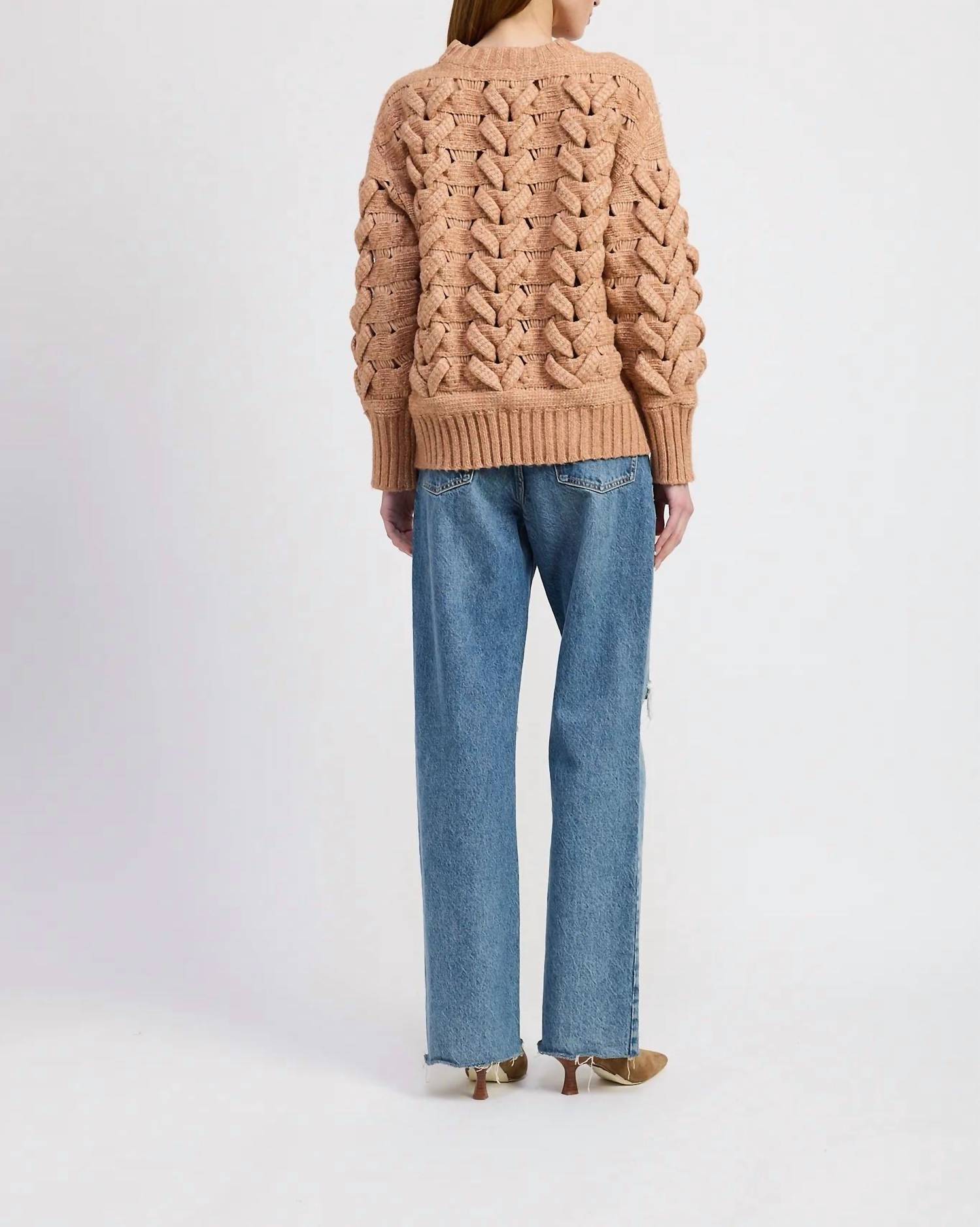 En Saison Elizabeth Cable Sweater in beige - women's sweater - detail view