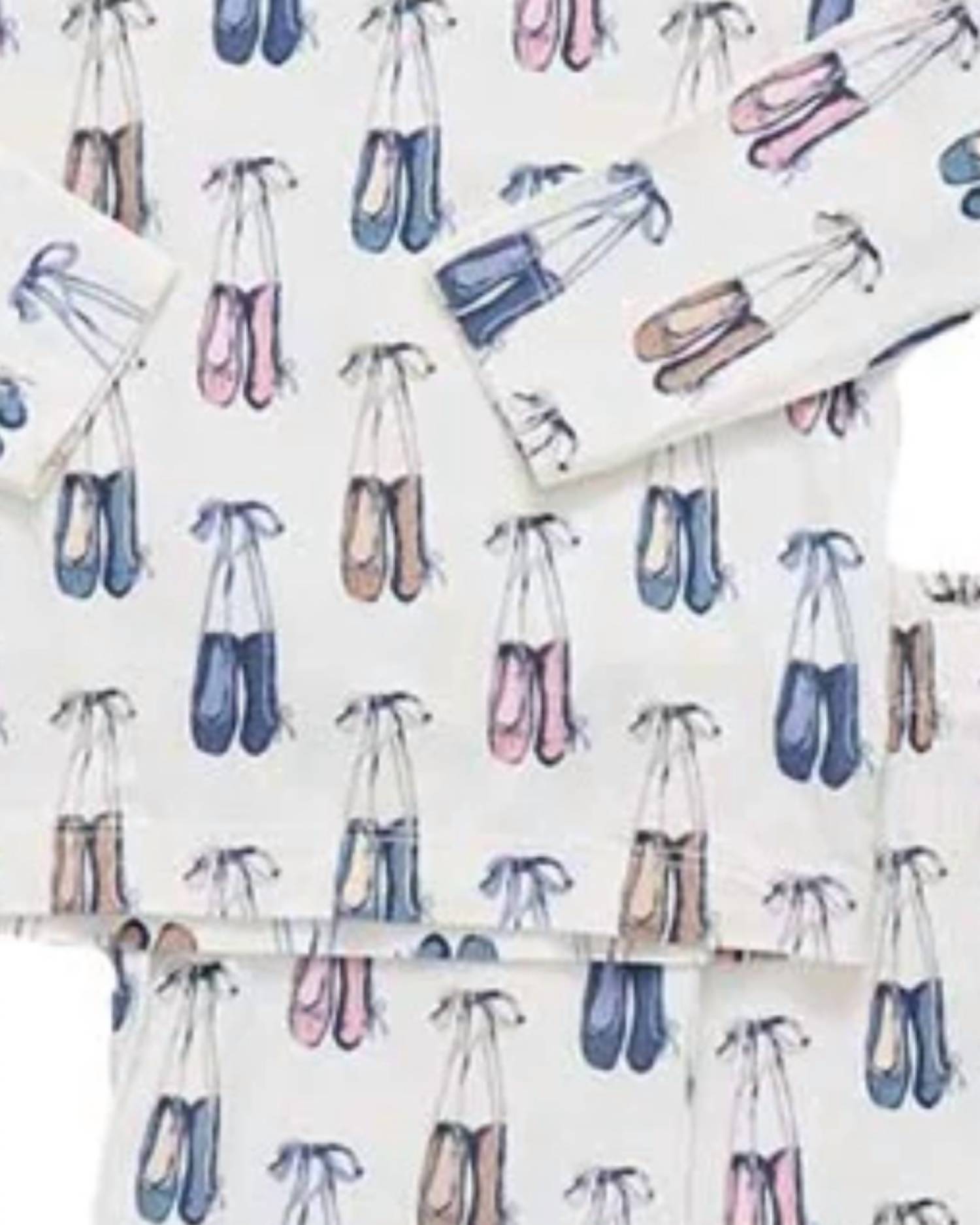 PINK CHICKEN Kid's Long Sleeve Pajama Set in ballet slipper - kids' sleepwear - detail view