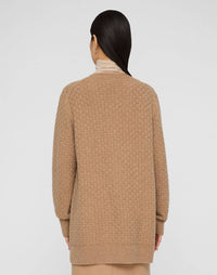Lafayette 148 Basket Stitch Cardigan in cammello melange - women's cardigan - detail view