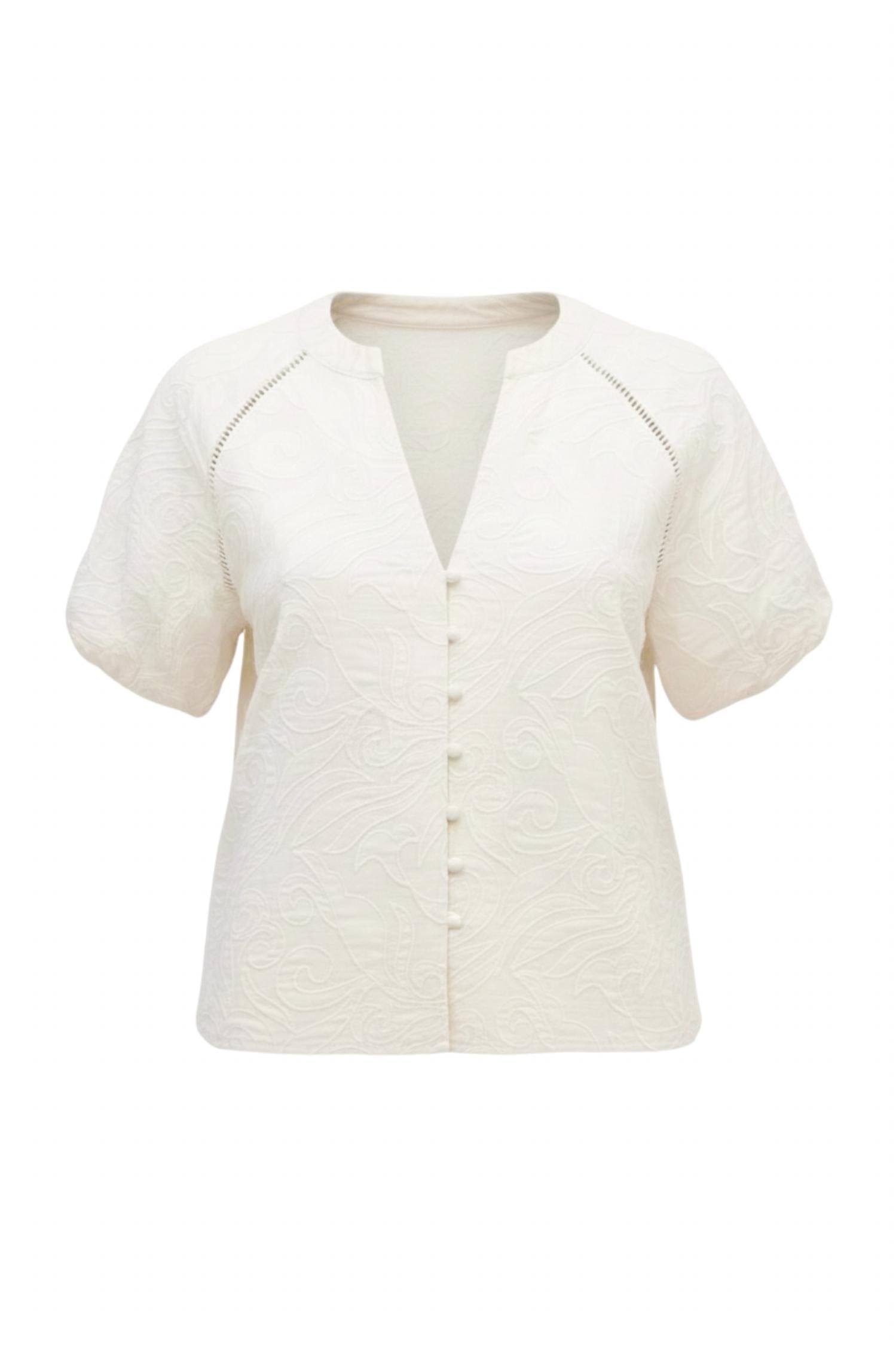 ALLISON NEW YORK Embroidered Josephine top in white - women's blouse - view 4