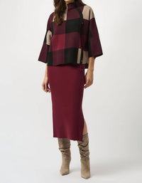 Joseph Ribkoff - Plaid Jacquard Sweater Knit Top