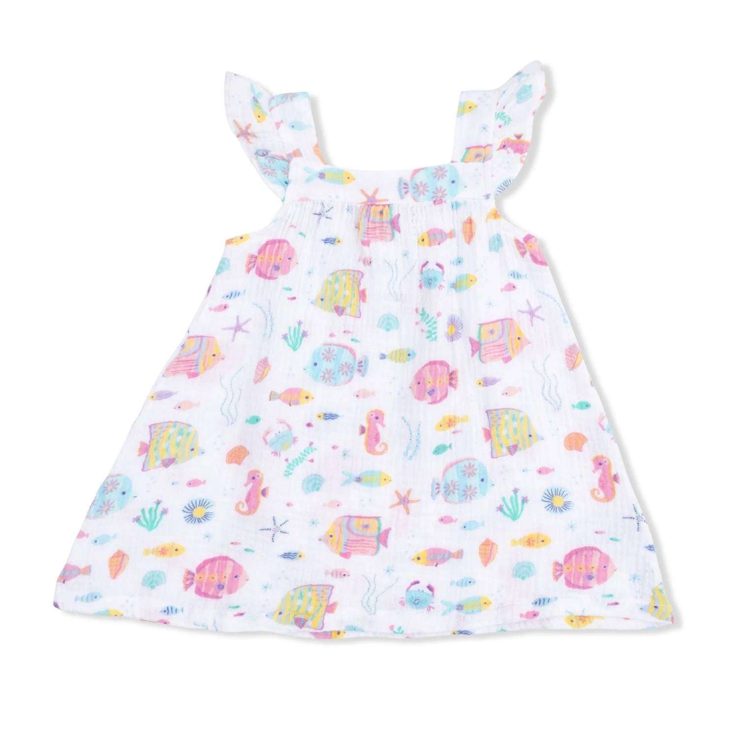 Angel Dear - Girls Sunny Reef Fish Muslin Sundress