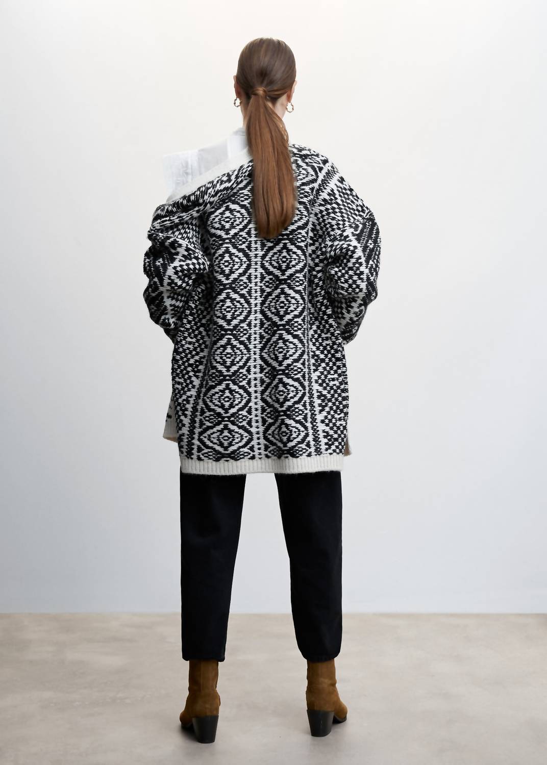 Mango - Printed Cardigan With Reverse Stitching