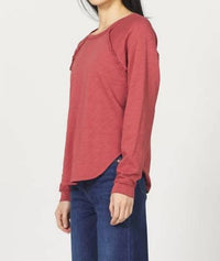 DEAR JOHN DENIM Kira Long Sleeve Top in red orche - women's long sleeve top - alternate view