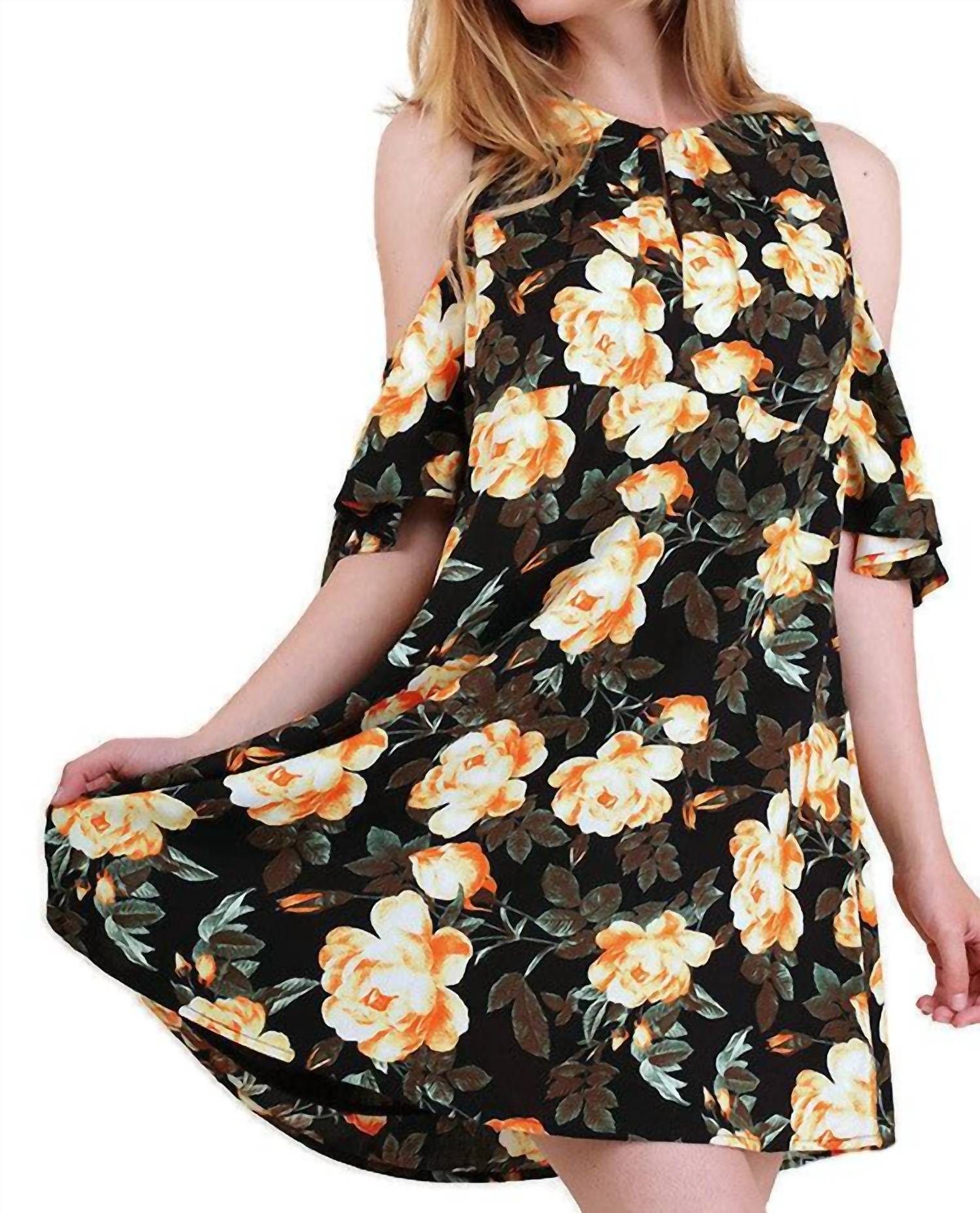 Umgee - Floral Cold Shoulder Dress