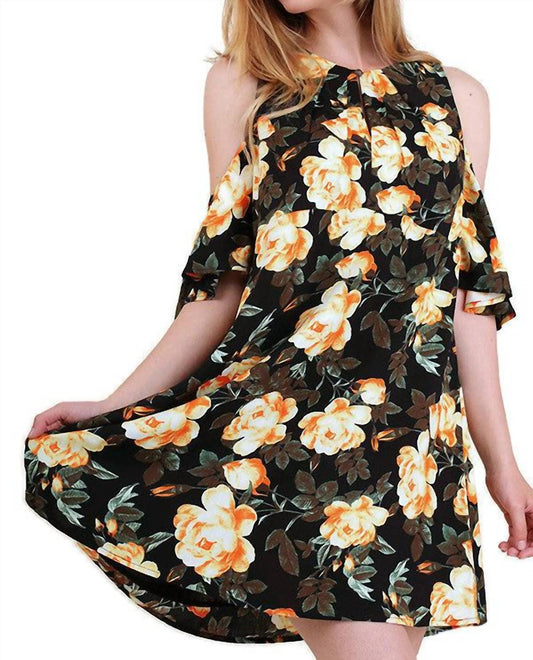 Umgee - Floral Cold Shoulder Dress