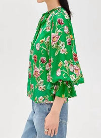 Alice + Olivia - Moranne Tie Neck Ruffle Sleeve Top