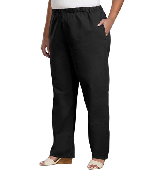 On The Plus Side - Relaxed Leg Stretch Cotton Twill Pants - Plus