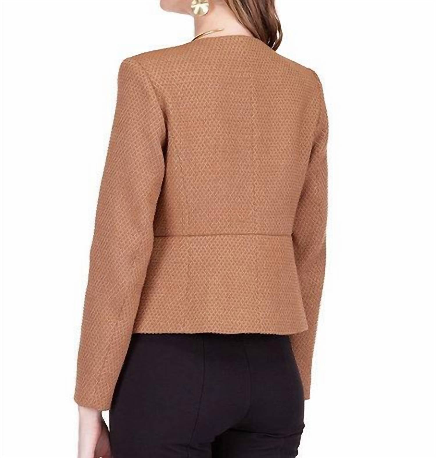Jade Ken Cinch Waist Jacket in camel - women's jacket - alternate view