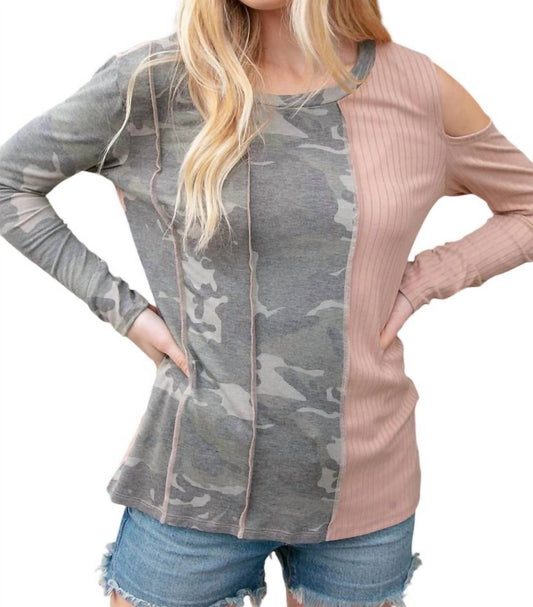 Haptics - RIB COLOR BLOCK CUT-OUT TOP