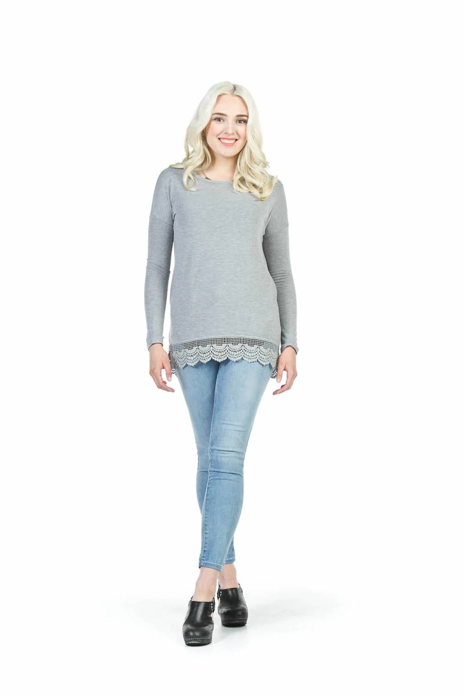 Papillon - Lace Trim High Low Sweater