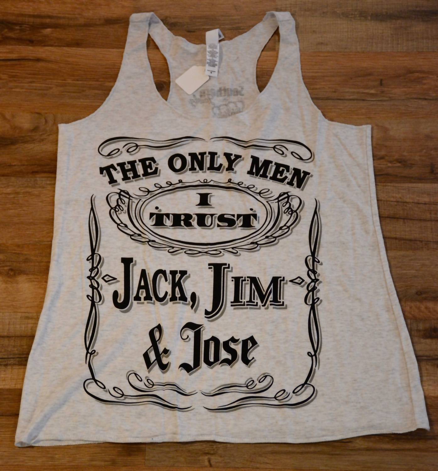 Southern Jewelz Jim Jack & Jose Tank Top in white - women's tank top - detail view