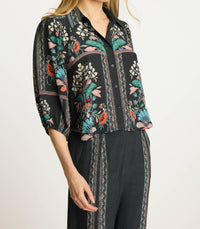 CABALLERO Juliette Button-down Top in twilight bloom - women's blouse - alternate view