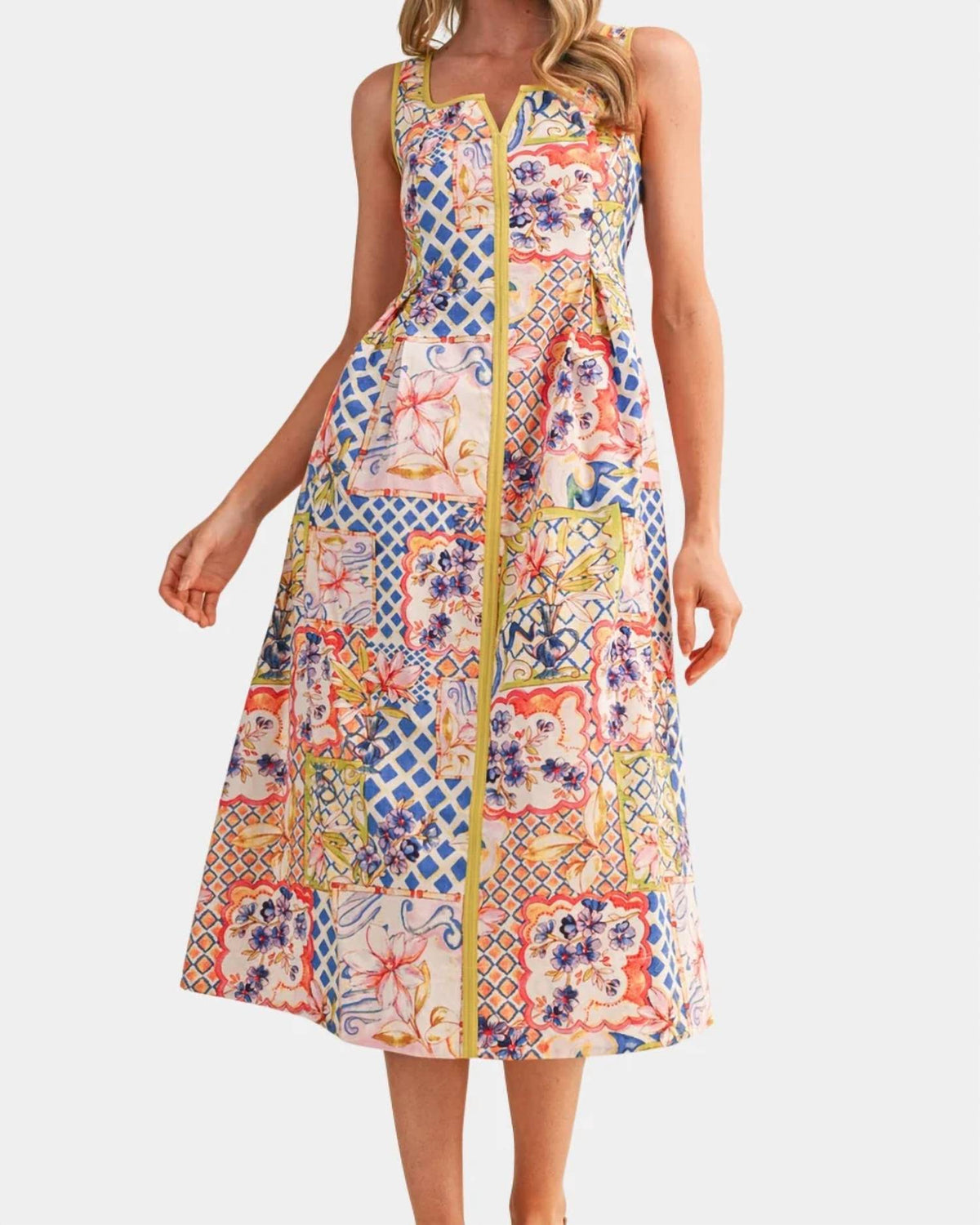 &Merci - Floral Contrast Piping Dress