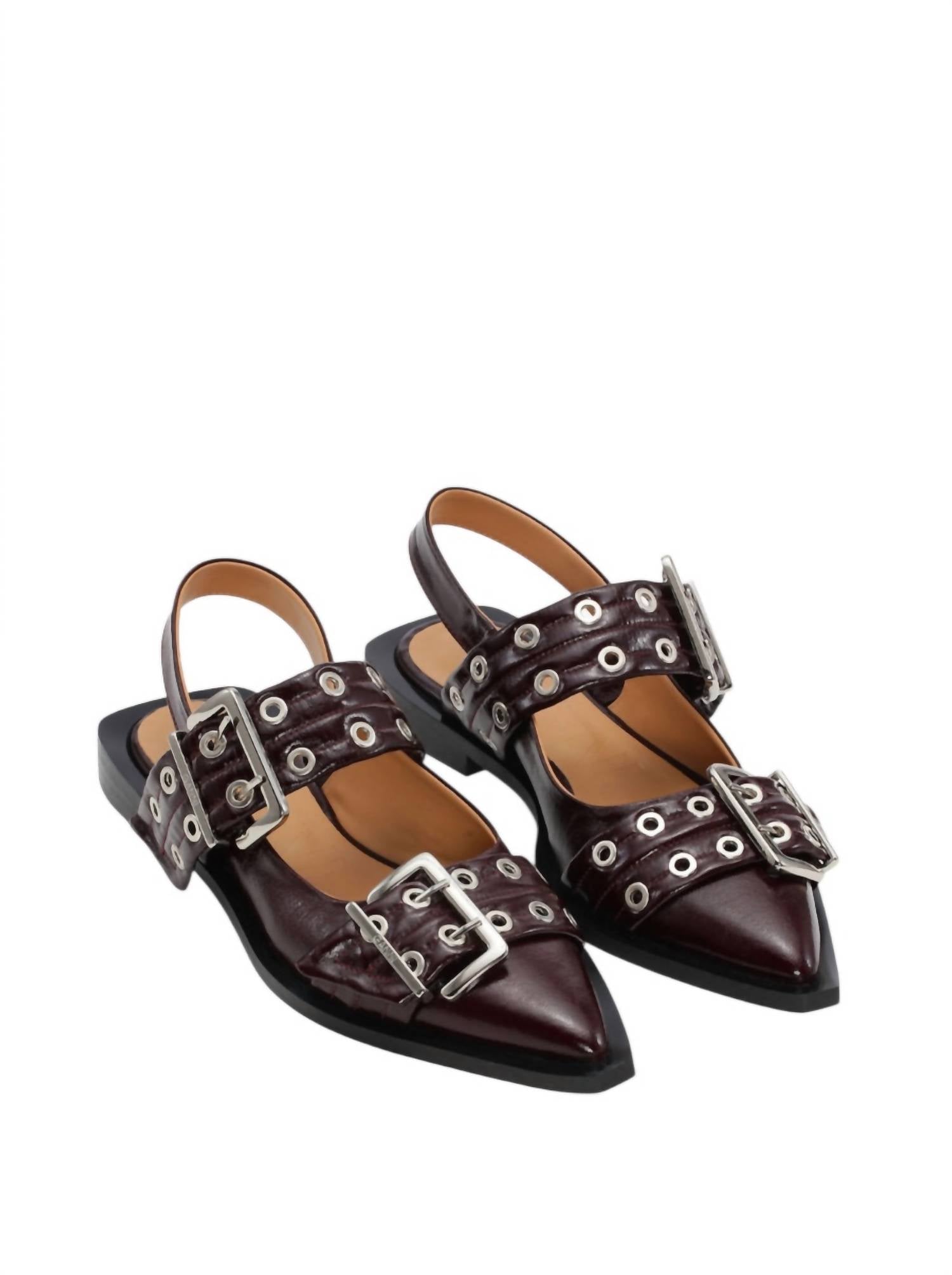 Ganni - Women's Feminine Buckle Ballerina Flats