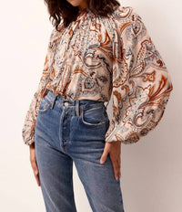 Marie Oliver - Scottie Paisley Print Crinkle Chiffon Printed Top