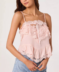 Astr - Cosette Straight Neck Sleeveless Lace Top