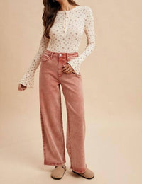 Blakely - Ditsy Print Pointelle Knit Bell Sleeve Bodysuit