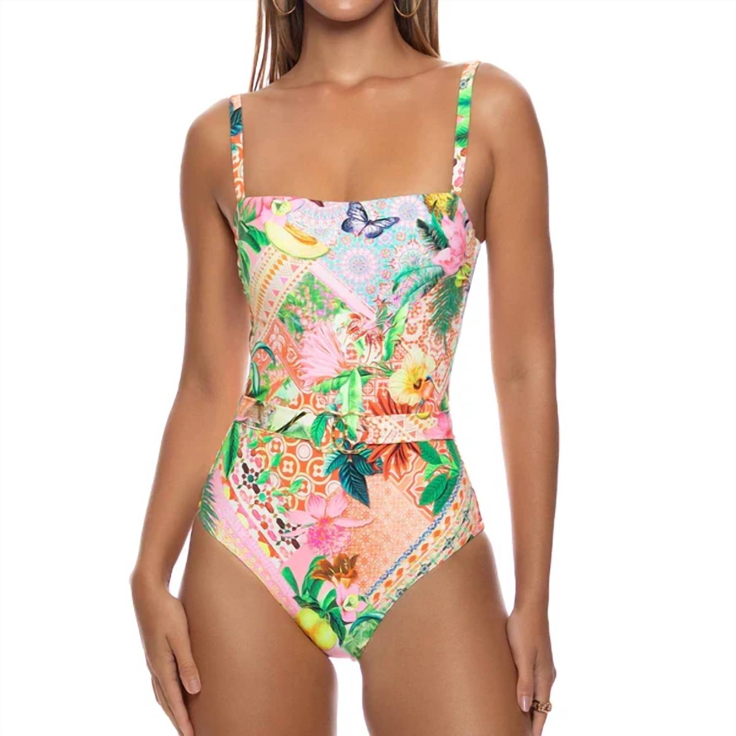 Luli Fama - Opulent Eden Square Neck One Piece Fuller Back Bikini