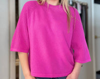 Autumn Cashmere - Short Sleeve Mesh Raglan Crew Top