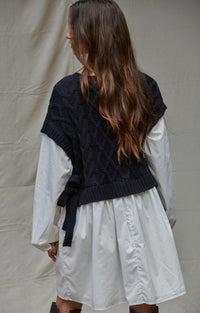 By Together - Knit Sweater Shirt Flare Mini Dress