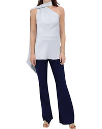 Mi Jong Lee - Satin One Shoulder Bias With Scarf Top