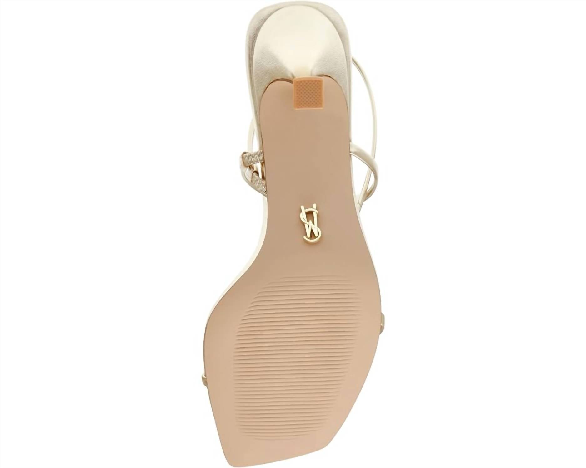 STEVE MADDEN Women's Locke Leather Strappy Y2k Mid Heels Sandals in champagne - women's sandal - view 5