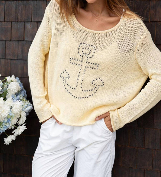 Wooden Ships - Stitched Anchor Cotton Crew Sweater