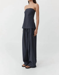 St. Agni RELAXED PLEAT PANTS in ink stripe - women's pants - alternate view