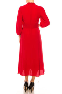 Maggy London - Long Sleeve Mock Neck Midi Dress