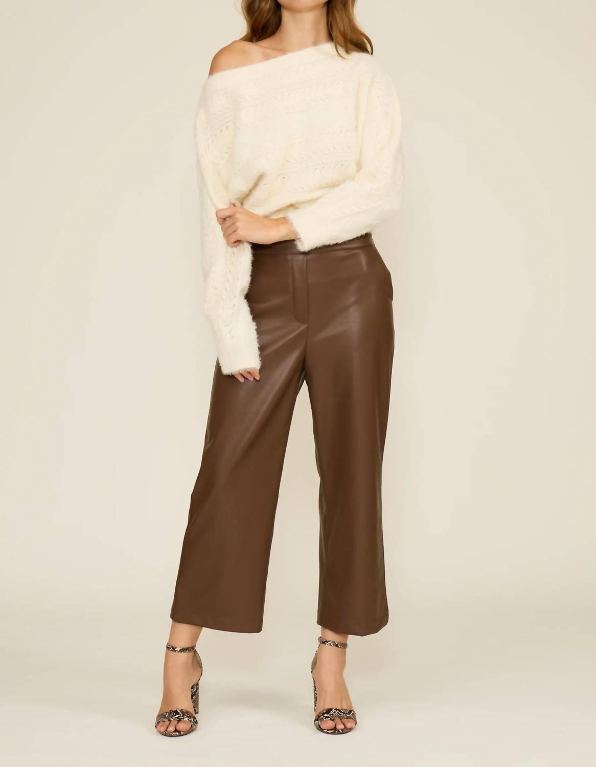 LUCY PARIS Karen Faux Leather Pants in brown - women's pants