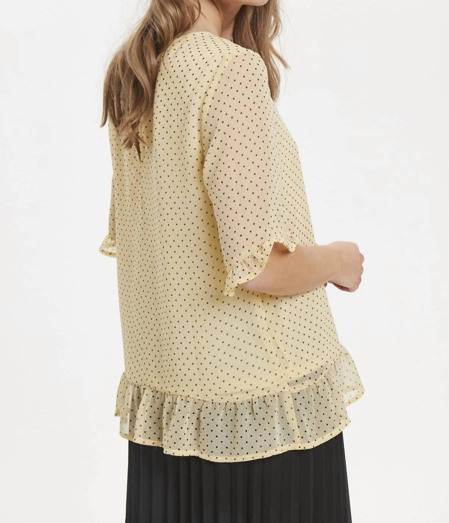 Ichi - Elbow Sleeve Blouse Top