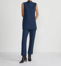 Lafayette 148 Responsible Matte Crepe Mockneck Tunic in lido blue - women's shirt - view 4