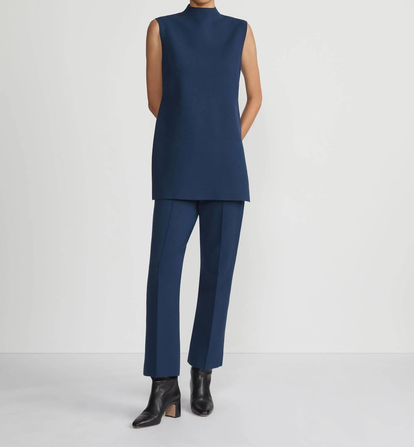 Lafayette 148 Responsible Matte Crepe Mockneck Tunic in lido blue - women's shirt - view 4
