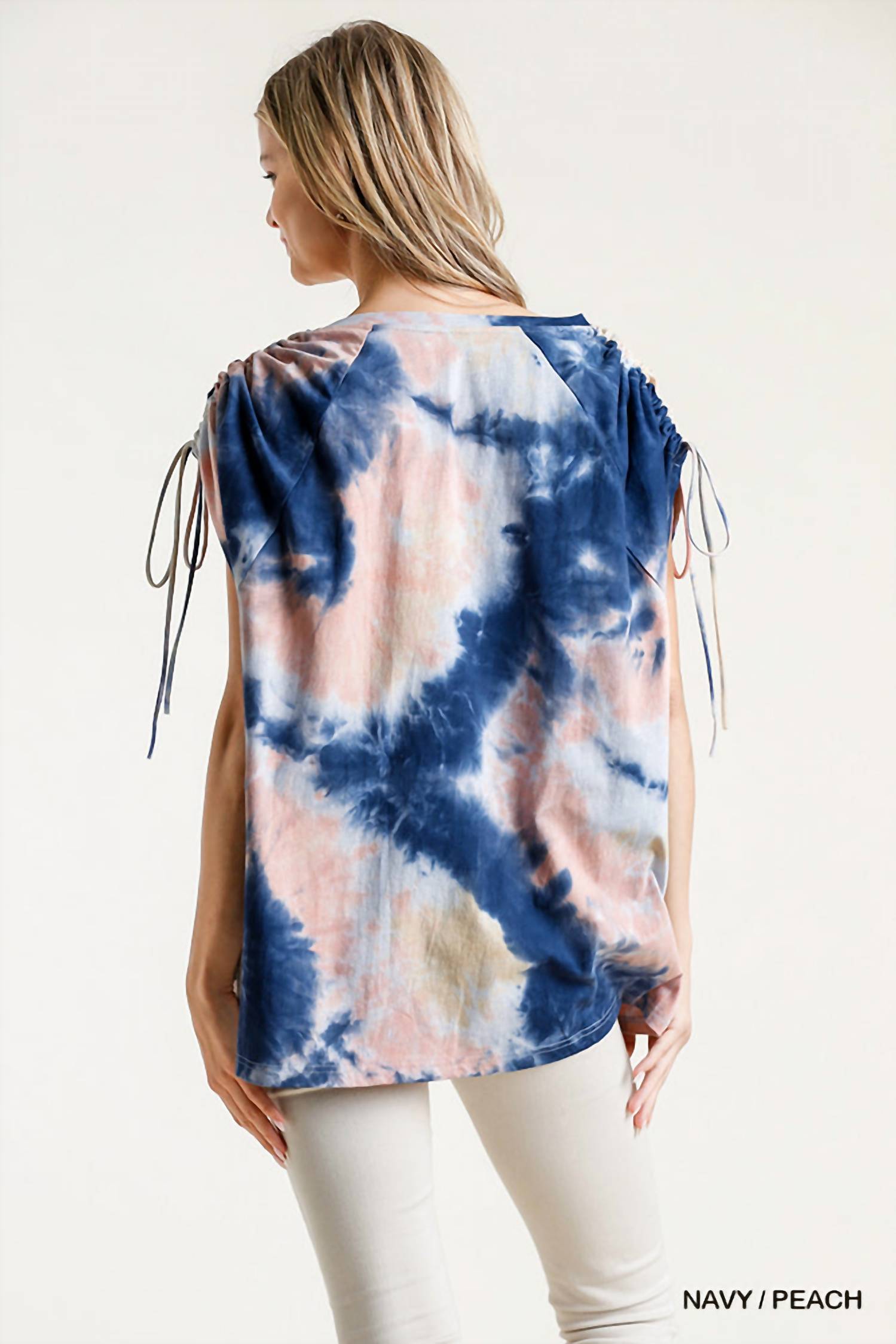 Umgee - Tie Dye Cinched Sleeve Top