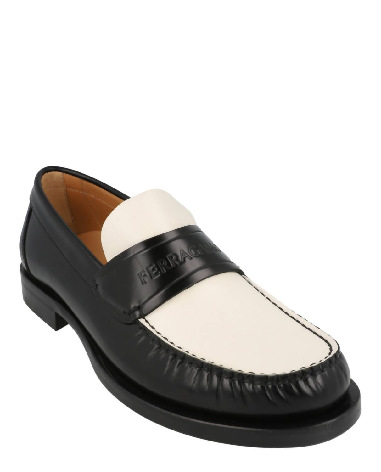 Salvatore Ferragamo Men's Fillmore Embossed Moccasin Loafers in black - women's flats - detail view