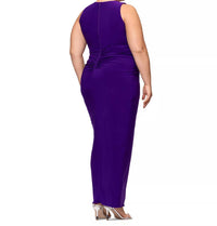 Betsy & Adam - V-neck Maxi Gown Dress