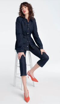 Favorite Daughter The Jade Pintuck Denim Jacket in oxford - women's jacket - alternate view