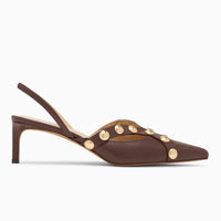 Ulla Johnson Women's Vendome Studded Kitten Heel in sequoia - women's heels - detail view