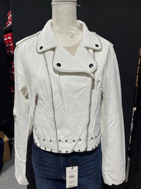 Coalition LA Women's Biker Leather Jacket in white - women's jacket