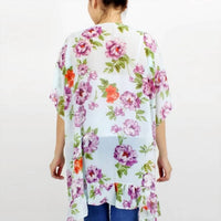 Judson & Company - Floral Print Kimono With Ruffled Sleeves
