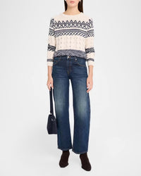 Autumn Cashmere - Fair Isle Cable Crew Knit Sweater