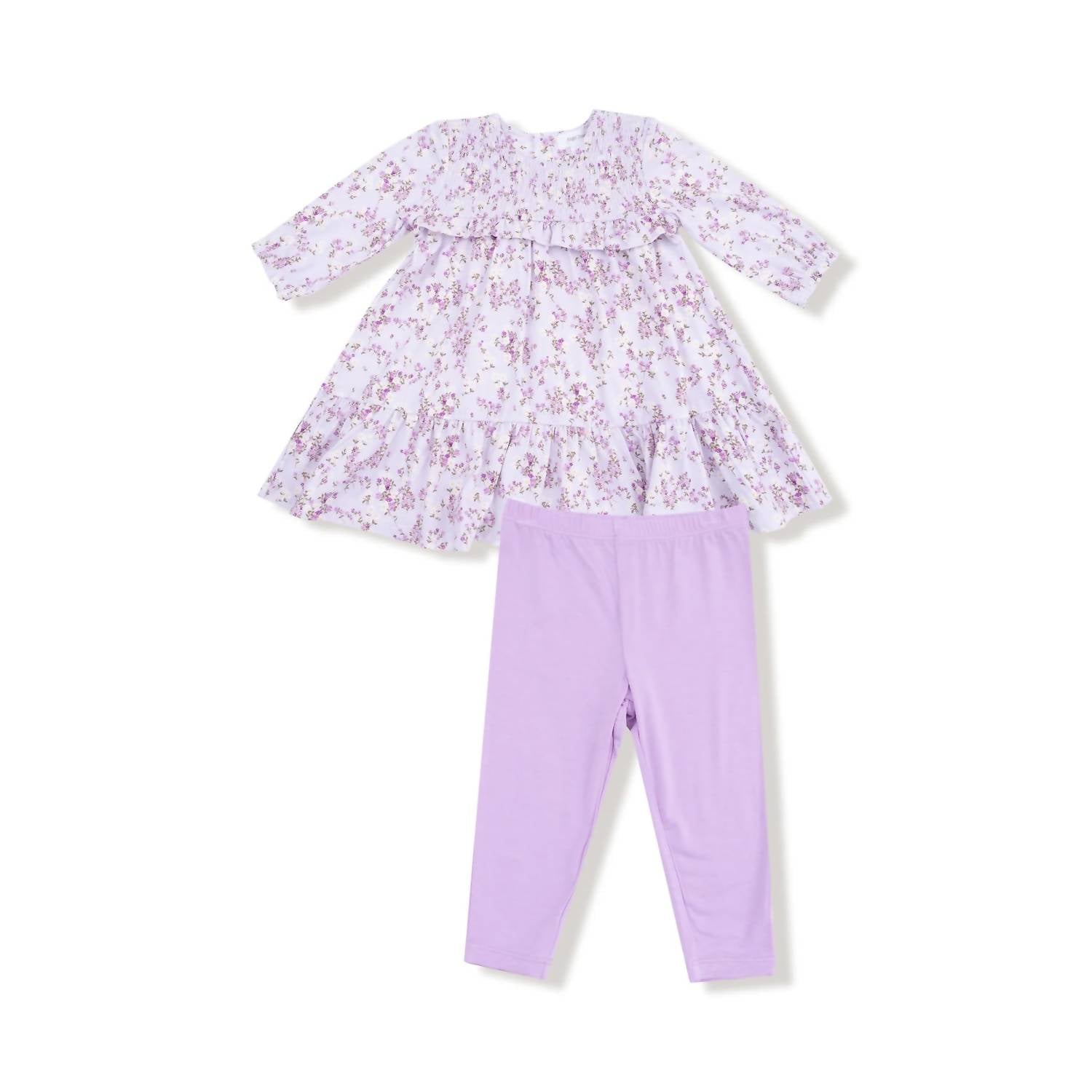 Angel Dear - Kid's Smocked Ruffle Long Sleeve Dress and Leggings