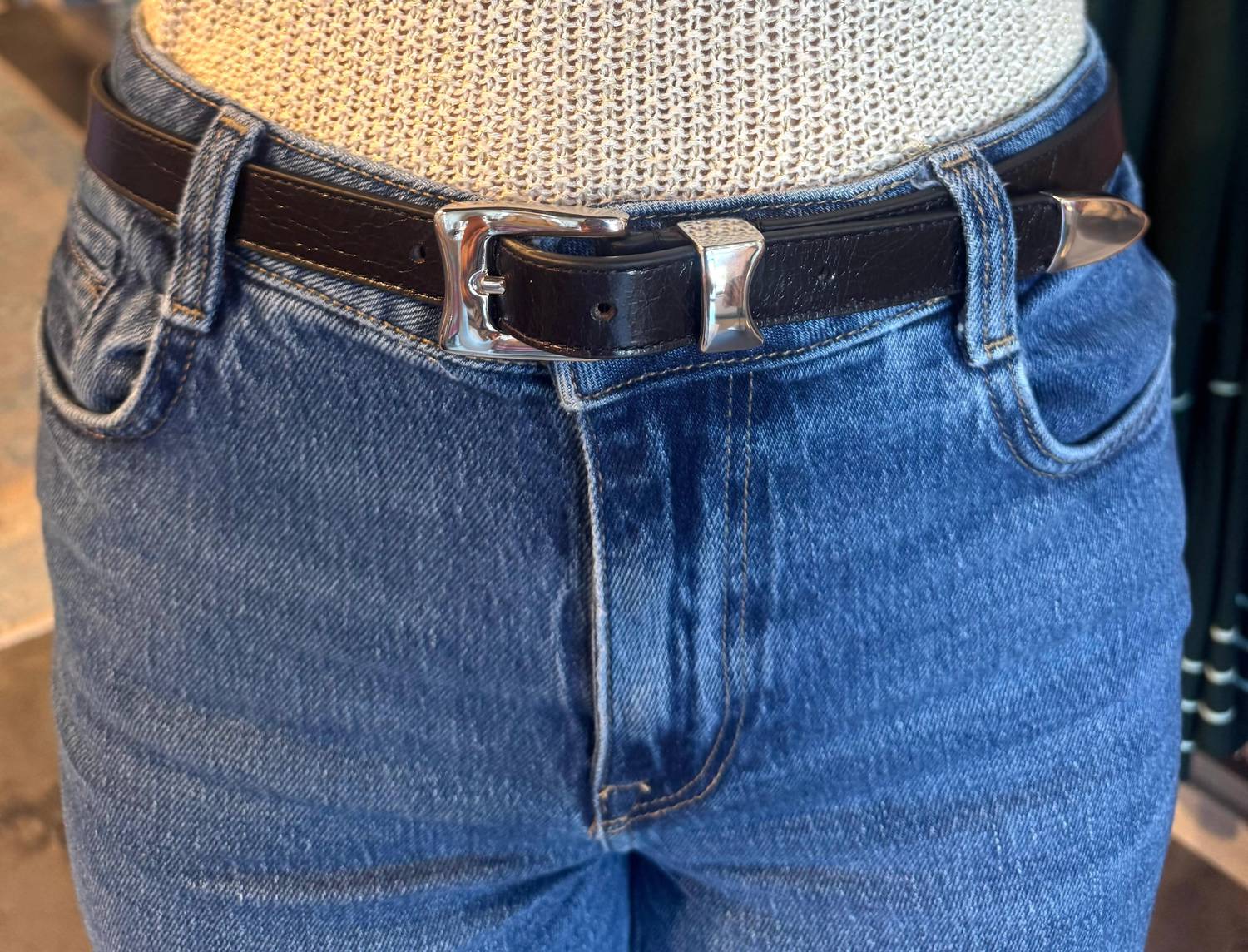 B-LOW THE BELT Aiden Rugous Belt in black silver - women's accessory