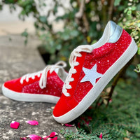 MiiM Women's Glazed Star Sneakers in red - women's sneaker - detail view