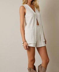 GILLI V-neck Sleeveless Tunic Top in melange - women's shirt - view 4