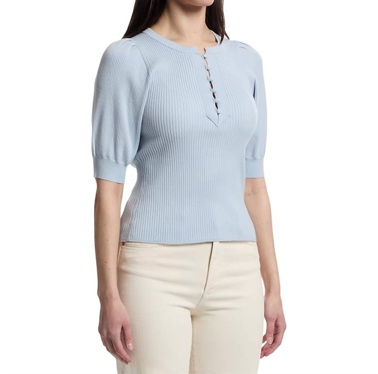 Lilla P - Elbow Sleeve Henley Sweater