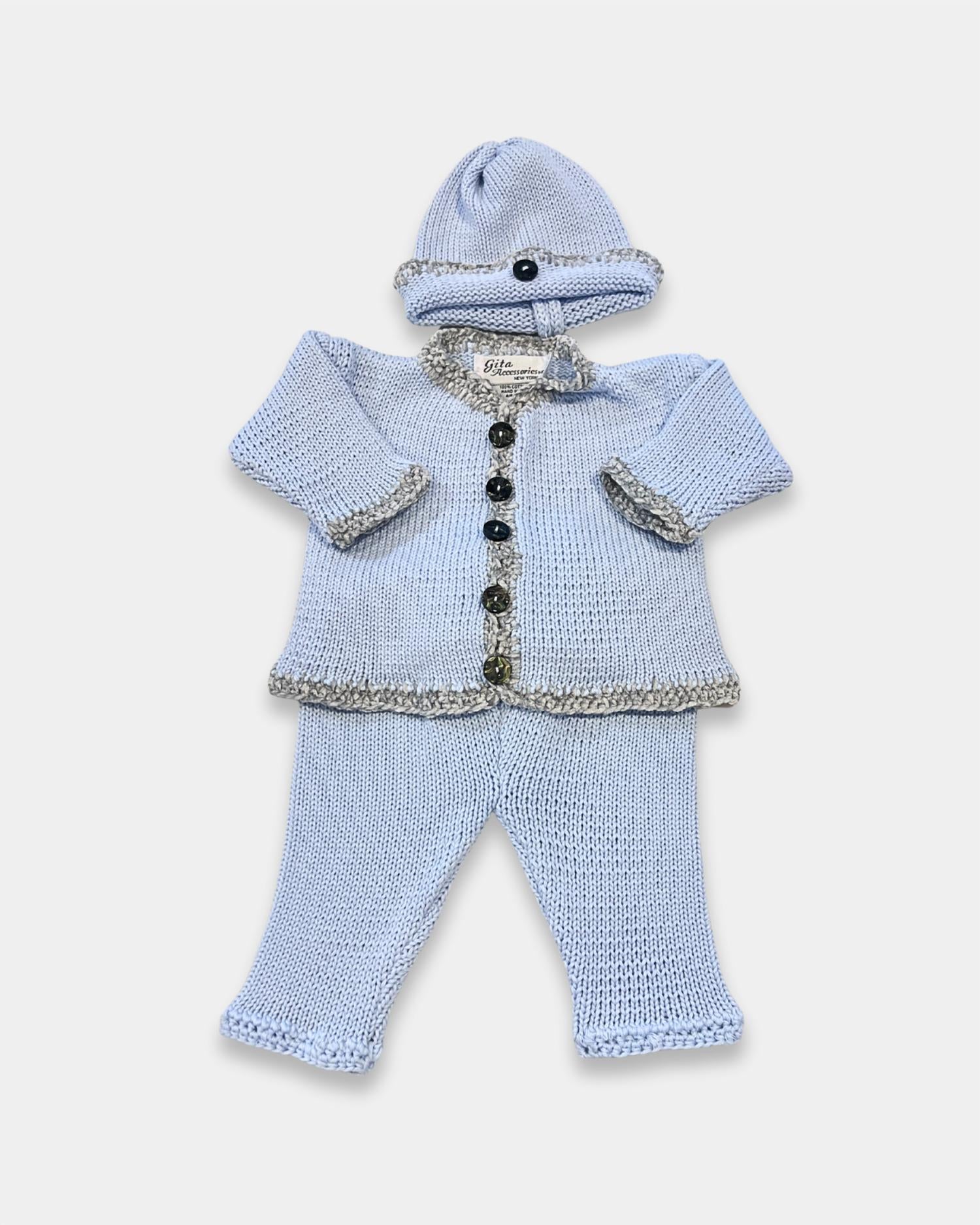 Gita - Boy's 2pc Cotton Sweater With Chenille Trim