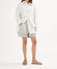Rabens Saloner Bobbie Striped Oversized Button Down Shirt in dirty chalk stripe - women's shirt - alternate view