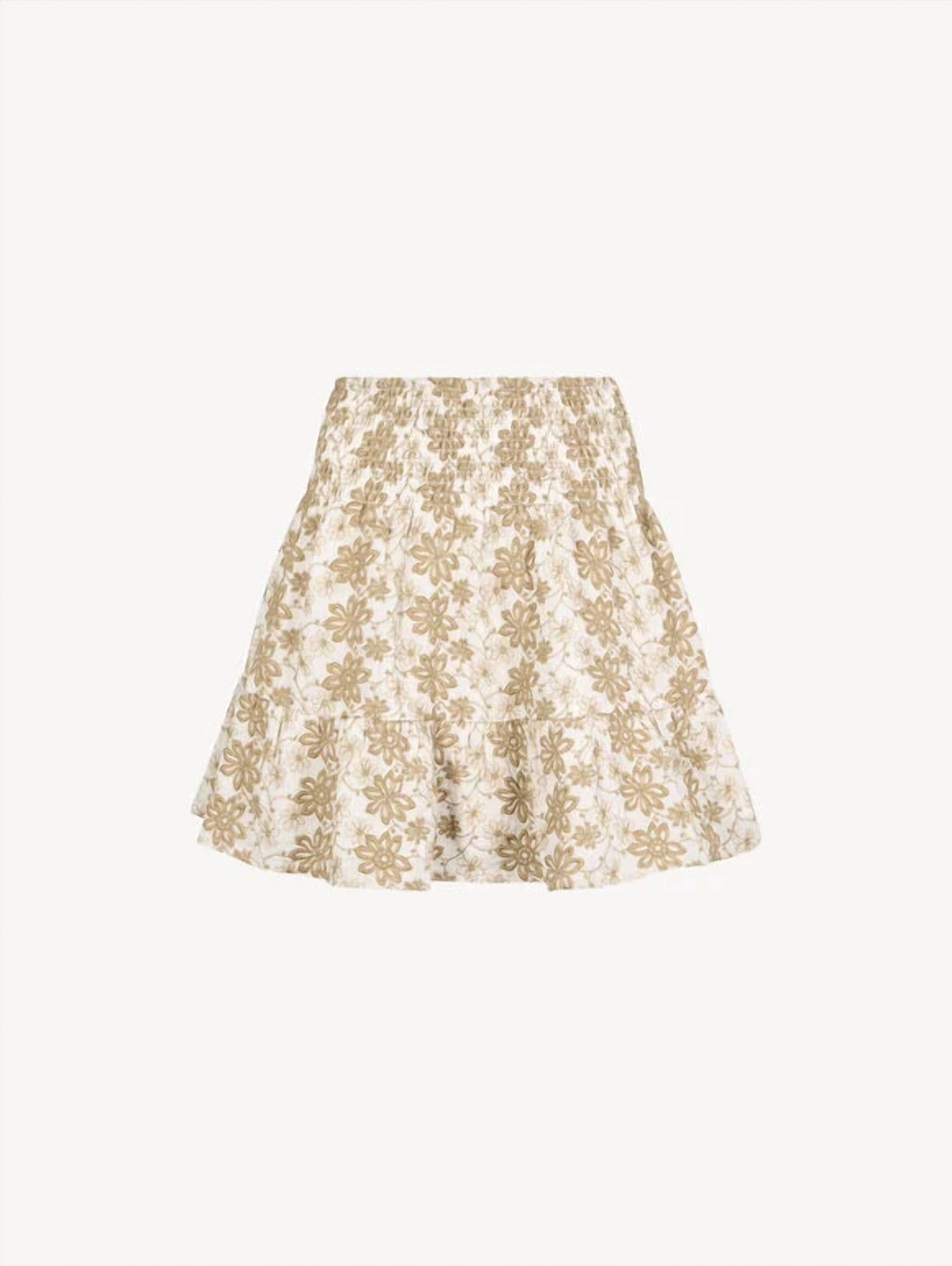 Apricot - Embroidered Floral Mini Skirt